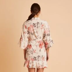Kenny Floral Ruffle Robe - Cream Floral -Wedding Dress Store BIRDY GREY KENNY FLORAL RUFFLE ROBE CREAM 04