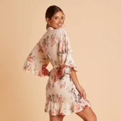 Kenny Floral Ruffle Robe - Cream Floral -Wedding Dress Store BIRDY GREY KENNY FLORAL RUFFLE ROBE CREAM 05