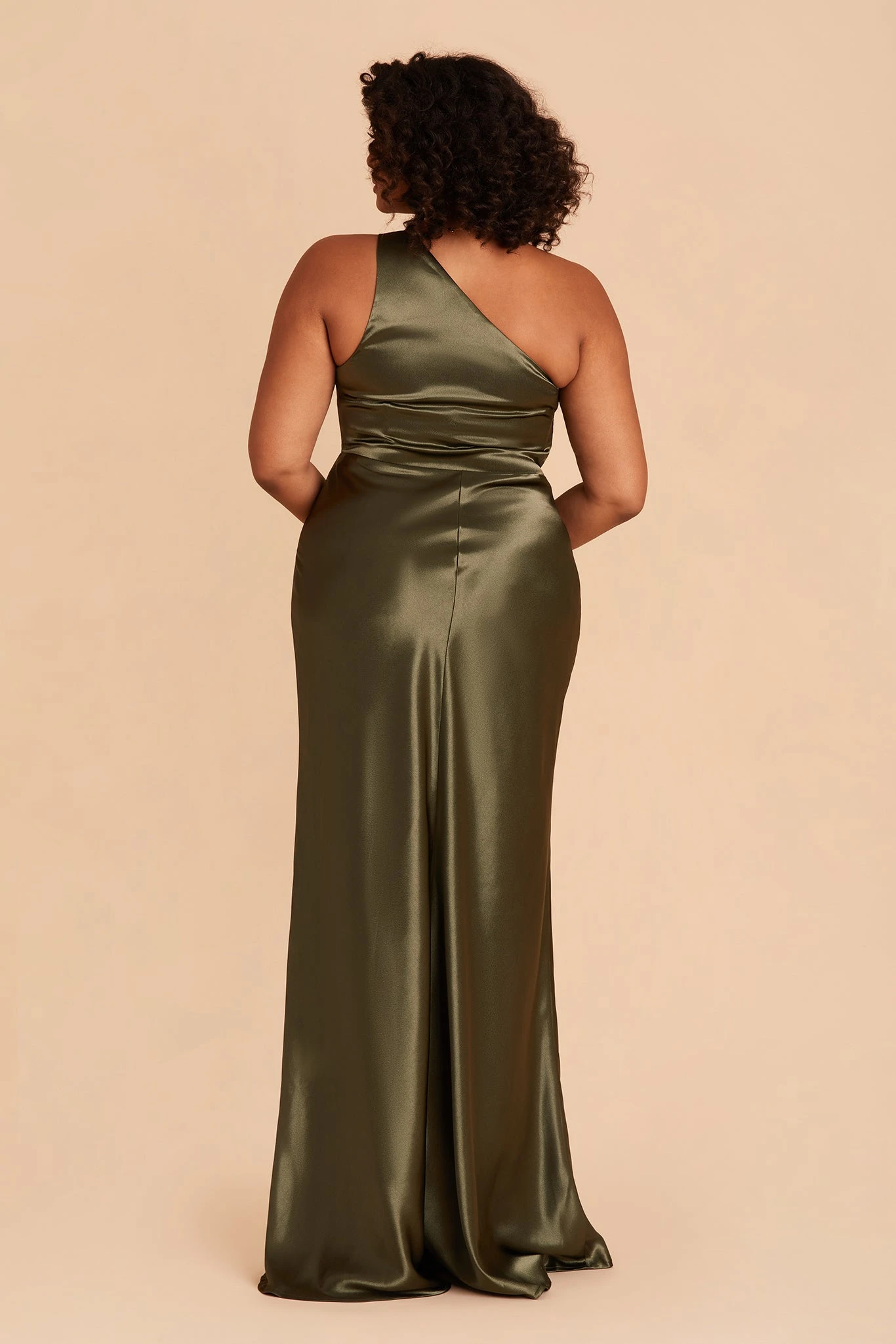 Kira Shiny Satin Dress - Olive - Image 12