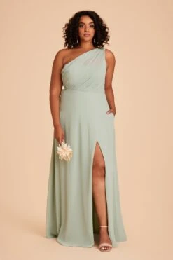 Kira Dress - Sage -Wedding Dress Store BIRDY GREY KIRA SLIT PLUS SIZE CHIFFON BRIDESMAID DRESS SAGE 02 924ce547 5de9 479e baf3 374f85f65a91