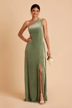 Kira Velvet Dress - Dark Sage