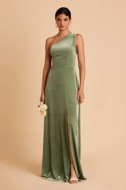 Kira Velvet Dress - Dark Sage -Wedding Dress Store BIRDY GREY KIRA VELVET BRIDESMAID DRESS DARK SAGE 03