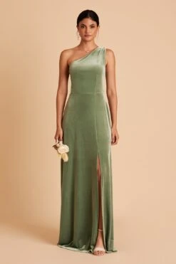Kira Velvet Dress - Dark Sage -Wedding Dress Store BIRDY GREY KIRA VELVET BRIDESMAID DRESS DARK SAGE 05