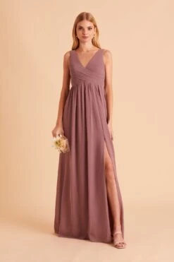 Laurie Empire Dress - Dark Mauve -Wedding Dress Store BIRDY GREY LAURIE MATERNITY BRIDESMAID DRESS DARK MAUVE 01 1