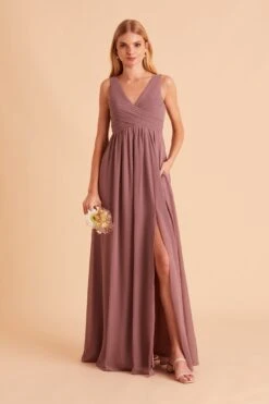 Laurie Empire Dress - Dark Mauve -Wedding Dress Store BIRDY GREY LAURIE MATERNITY BRIDESMAID DRESS DARK MAUVE 04 1