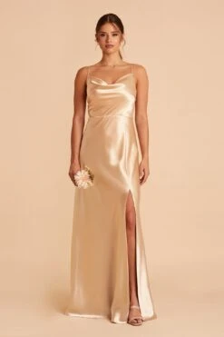 Lisa Long Shiny Satin Dress - Gold -Wedding Dress Store BIRDY GREY LISA BRIDESMAID DRESS GOLD 01 dcc573aa 155a 43e9 b026 f7a26785aed2
