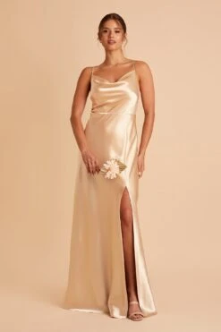 Lisa Long Shiny Satin Dress - Gold -Wedding Dress Store BIRDY GREY LISA BRIDESMAID DRESS GOLD 04 6052f6a5 979e 4e4e aed3 88bd83d76110