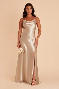 Lisa Long Shiny Satin Dress - Neutral Champagne 21 Lisa Long Shiny Satin Dress - Neutral Champagne -Wedding Dress Store BIRDY GREY LISA LONG SATIN BRIDESMAID DRESS NEUTRAL CHAMPAGNE 02