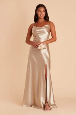 Lisa Long Shiny Satin Dress - Neutral Champagne 22 Lisa Long Shiny Satin Dress - Neutral Champagne -Wedding Dress Store BIRDY GREY LISA LONG SATIN BRIDESMAID DRESS NEUTRAL CHAMPAGNE 03