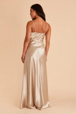 Lisa Long Shiny Satin Dress - Neutral Champagne 20 Lisa Long Shiny Satin Dress - Neutral Champagne -Wedding Dress Store BIRDY GREY LISA LONG SATIN BRIDESMAID DRESS NEUTRAL CHAMPAGNE 06