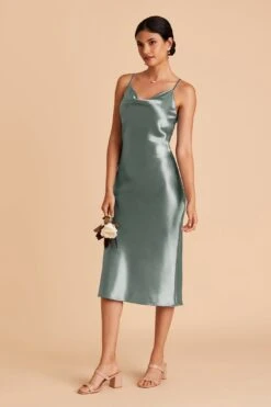 Lisa Shiny Satin Midi Dress - Sea Glass 11 Lisa Shiny Satin Midi Dress - Sea Glass -Wedding Dress Store BIRDY GREY LISA SATIN MIDI BRIDESMAID DRESS SEA GLASS 02