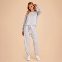 Crew Neck Sweatshirt - Dusty Blue -Wedding Dress Store BIRDY GREY LOUNGEWEAR CREWNECK DUSTY BLUE 02