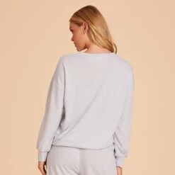 Crew Neck Sweatshirt - Dusty Blue -Wedding Dress Store BIRDY GREY LOUNGEWEAR CREWNECK DUSTY BLUE 03