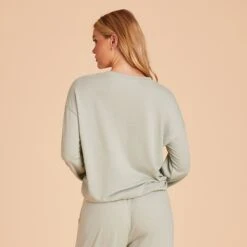 Crew Neck Sweatshirt - Sage -Wedding Dress Store BIRDY GREY LOUNGEWEAR CREWNECK SAGE 03