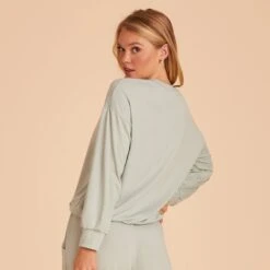 Crew Neck Sweatshirt - Sage -Wedding Dress Store BIRDY GREY LOUNGEWEAR CREWNECK SAGE 04