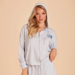 Zip Up Hoodie - Dusty Blue -Wedding Dress Store BIRDY GREY LOUNGEWEAR HOODIE DUSTY BLUE 04