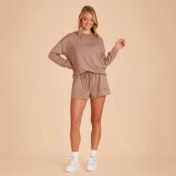 Sweat Shorts - Cocoa 22 Sweat Shorts - Cocoa -Wedding Dress Store BIRDY GREY LOUNGEWEAR SWEAT SHORTS COCOA 01