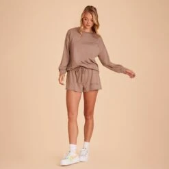 Sweat Shorts - Cocoa 18 Sweat Shorts - Cocoa -Wedding Dress Store BIRDY GREY LOUNGEWEAR SWEAT SHORTS COCOA 02