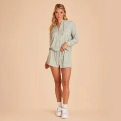 Sweat Shorts - Sage -Wedding Dress Store BIRDY GREY LOUNGEWEAR SWEAT SHORTS SAGE 02