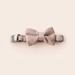 Sadie Dog Bow Tie Collar - Sheen Taupe