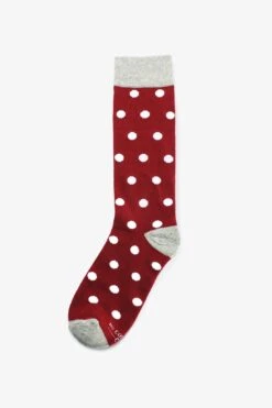 Polka Dot Groomsmen Socks By No Cold Feet - Burgundy