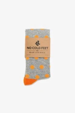 Polka Dot Groomsmen Socks By No Cold Feet - Orange 7 Polka Dot Groomsmen Socks By No Cold Feet - Orange -Wedding Dress Store BIRDY GREY NO COLD FEET SOCKS ORANGE GREY POLKA DOT 03