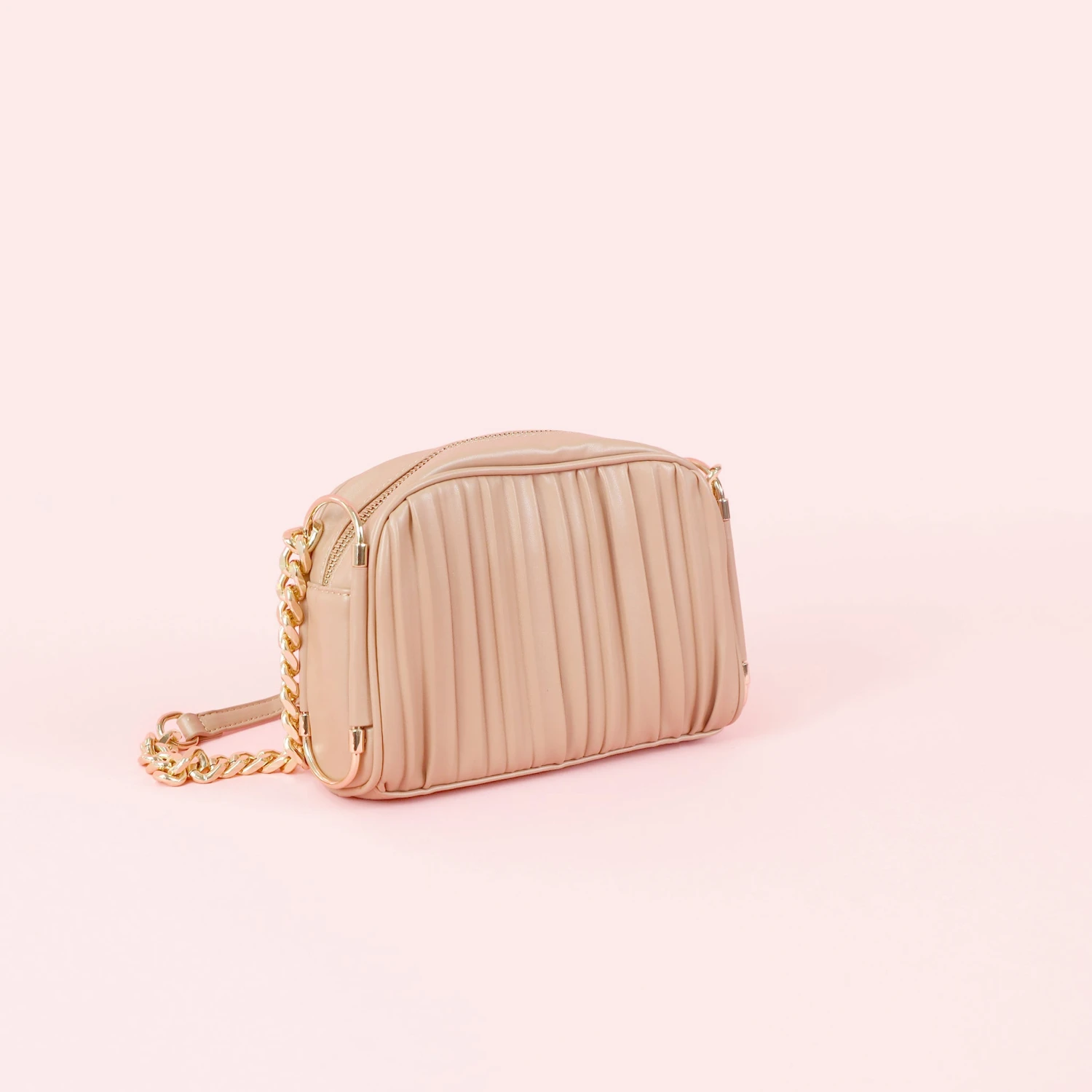 Pleated Crossbody Bag - Sand 5 Pleated Crossbody Bag - Sand - Image 3