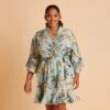 Kenny Floral Ruffle Robe - Teal Floral -Wedding Dress Store BIRDY GREY PLUS SIZE KENNY FLORAL RUFFLE ROBE TEAL 01