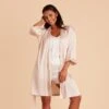 Satin Robe - Blush -Wedding Dress Store BIRDY GREY SATIN BRIDESMAID ROBE BLUSH 02