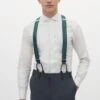 Grosgrain Suspenders By Suitshop - Hunter Green -Wedding Dress Store BIRDY GREY SUITSHOP GROSSGRAIN SUSPENDERS GROOMSMEN HUNTER 01