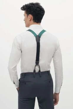 Grosgrain Suspenders By Suitshop - Hunter Green -Wedding Dress Store BIRDY GREY SUITSHOP GROSSGRAIN SUSPENDERS GROOMSMEN HUNTER 03