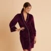 Velvet Ribbed Robe - Cabernet 2 Velvet Ribbed Robe - Cabernet -Wedding Dress Store BIRDY GREY VELVET RIBBED ROBE BURGUNDY 01