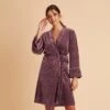 Velvet Ribbed Robe - Dark Rose -Wedding Dress Store BIRDY GREY VELVET RIBBED ROBE DARK PINK 01
