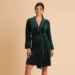 Velvet Ribbed Robe - Emerald -Wedding Dress Store BIRDY GREY VELVET RIBBED ROBE GREEN 01 acfcfc73 3c8f 41b4 95ac 9af0a7afd397