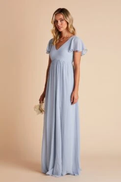 Hannah Empire Dress - Dusty Blue 9 Hannah Empire Dress - Dusty Blue -Wedding Dress Store HANNAHEMPIRE DUSTYBLUE Side