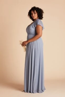 Hannah Empire Dress - Dusty Blue 11 Hannah Empire Dress - Dusty Blue -Wedding Dress Store Hannah Curve DustyBlue Side