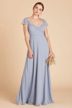 Spence Convertible Dress - Dusty Blue 11 Spence Convertible Dress - Dusty Blue -Wedding Dress Store Spence DustyBlue Front Sleeves