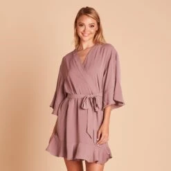 Kenny Ruffle Robe - Dark Mauve