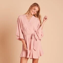 Kenny Ruffle Robe - Dusty Rose -Wedding Dress Store b23260188361809a7657dd6e25d6d3ec