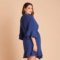 Kenny Ruffle Robe - Slate Blue -Wedding Dress Store b31f9fd2d0bd40508297e820d1eed619