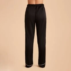 Jonny Satin Pajama Pants - Black -Wedding Dress Store black jonny satin pants bridesmaid pajamas 02