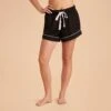 Jonny Satin Pajama Shorts - Black 1 Jonny Satin Pajama Shorts - Black -Wedding Dress Store black jonny satin shorts bridesmaid pajamas 01
