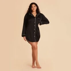 Kamryn Satin Sleepshirt - Black 26 Kamryn Satin Sleepshirt - Black -Wedding Dress Store black kamryn plus size sleepshirt bridesmaid pajamas 01 17e3b660 54a1 4eb3 865d 37bb3f51cfad