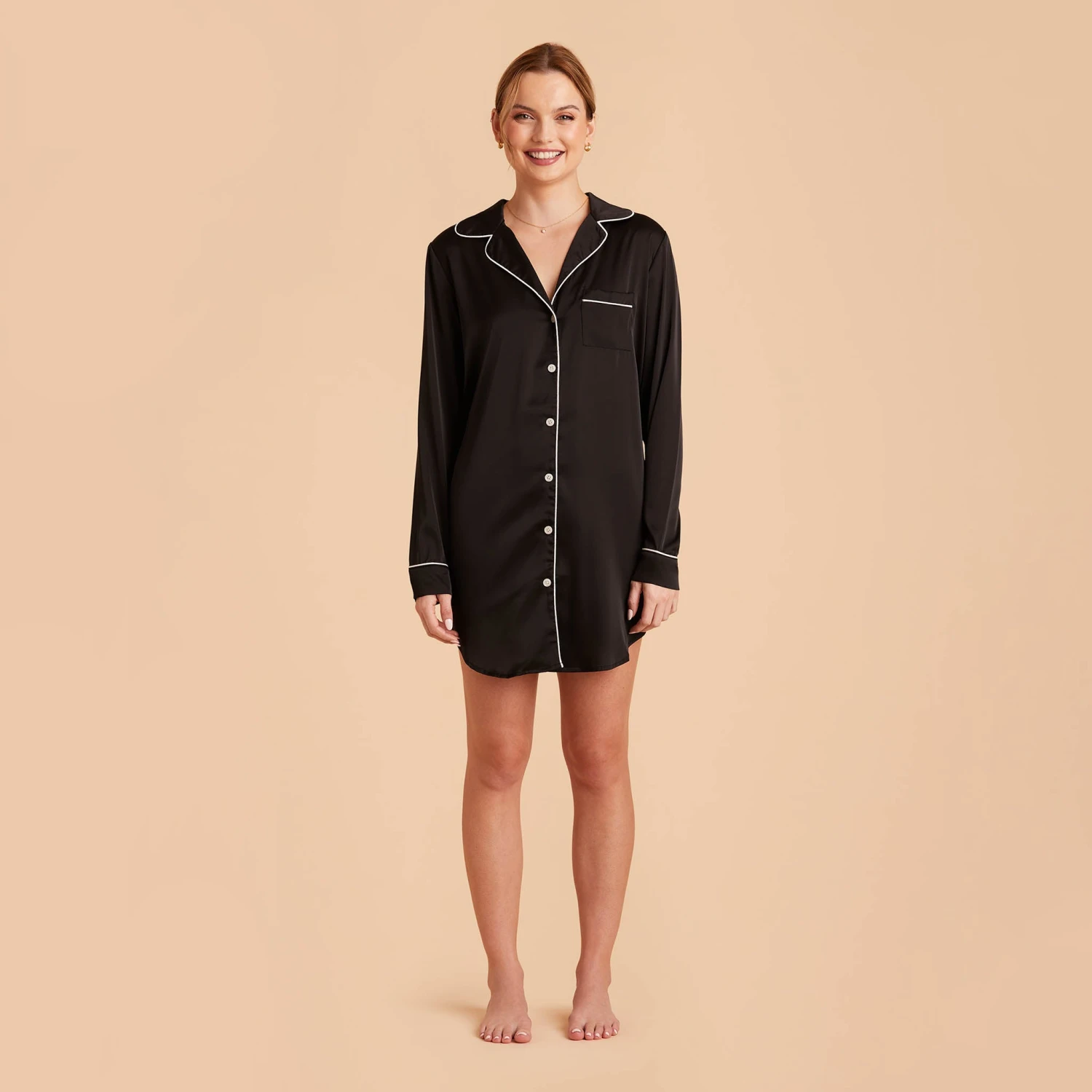 Kamryn Satin Sleepshirt - Black 7 Kamryn Satin Sleepshirt - Black - Image 5