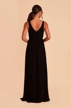 Laurie Empire Dress - Black -Wedding Dress Store black laurie slit bridesmaid dress 04