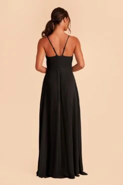 Theresa Chiffon Dress - Black -Wedding Dress Store black theresa convertible slit bridesmaid dress 05