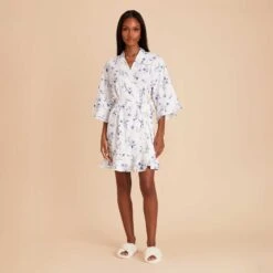 Kenny Floral Ruffle Robe - Blue Le Fleur -Wedding Dress Store blue le fleur kenny floral ruffle bridesmaid robe 01