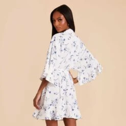 Kenny Floral Ruffle Robe - Blue Le Fleur -Wedding Dress Store blue le fleur kenny floral ruffle bridesmaid robe 06