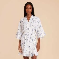 Kenny Floral Ruffle Robe - Blue Le Fleur -Wedding Dress Store blue le fleur kenny floral ruffle bridesmaid robe 08