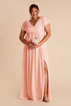 Hannah Empire Dress - Blush Pink -Wedding Dress Store blush pink hannah plus size bridesmaid dress 02